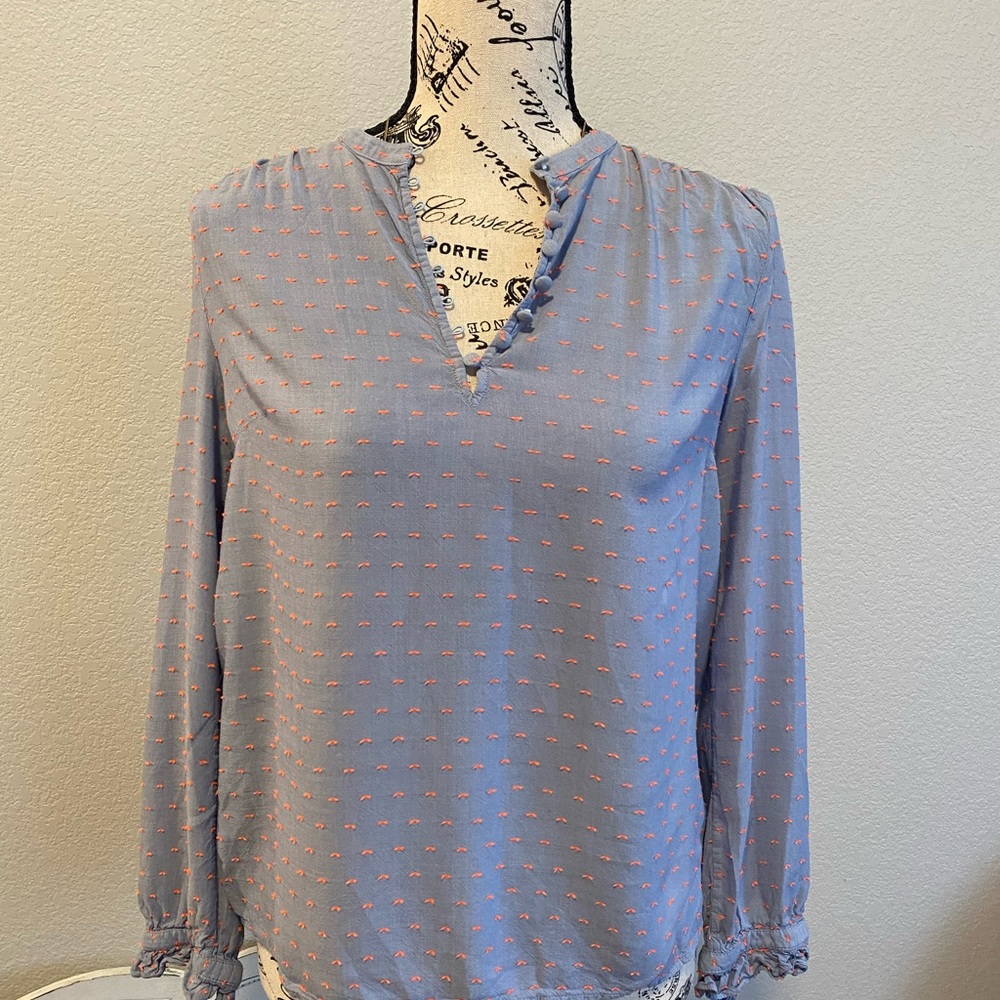 Boden Blue and Red peasant blouse with buttons on color size 4